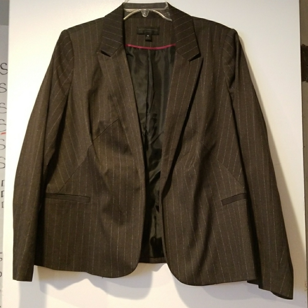Grey striped open blazer
